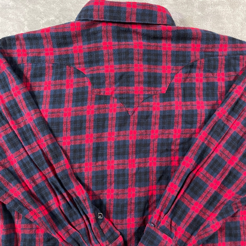 Vintage‎ Rockmount Ranch Wear Flannel Shirt Mens XL Red Plaid Sawtooth Snap USA - Picture 9 of 11